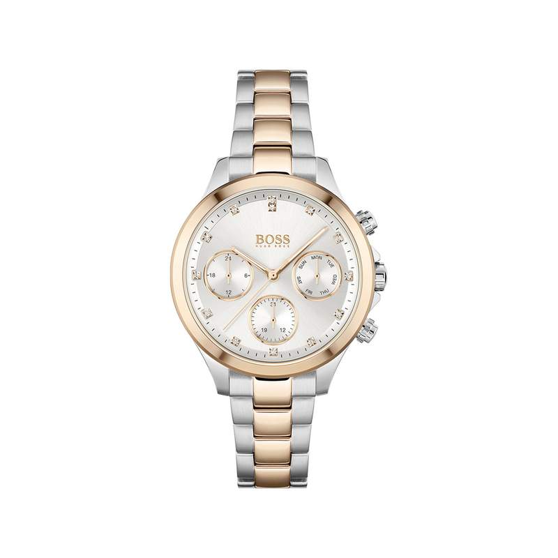 Montre Boss femme acier bicolore jaune - vue 1