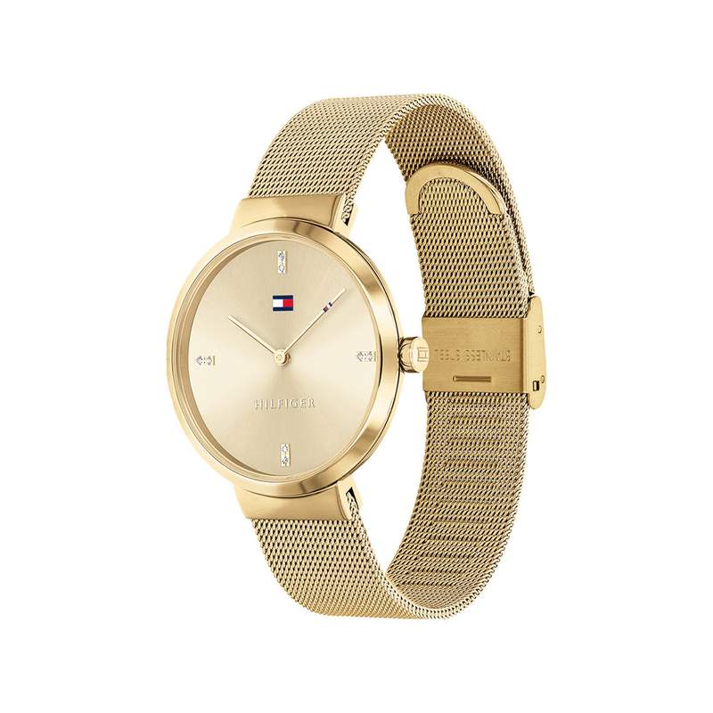 Montre Tommy Hilfiger femme acier doré jaune - vue 2