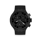 Montre Swatch mixte chronographe plastique silicone noir - vue 1