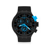 Montre Swatch mixte chronographe plastique silicone noir - vue V1