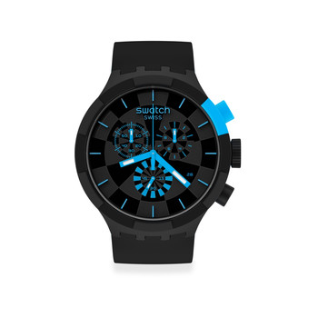 Montre Swatch mixte chronographe plastique silicone noir