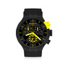 Montre Swatch mixte chronographe plastique silicone noir - vue V1