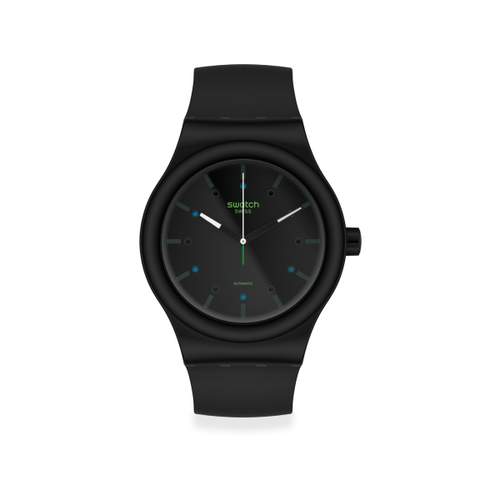 Montre Swatch mixte plastique et silicone noir biosourcé