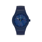 Montre Swatch mixte plastique et silicone bleu biosourcé - vue 1