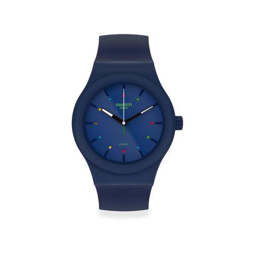 Montre Swatch mixte plastique et silicone bleu biosourcé