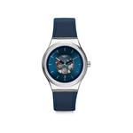 Swatch Unisex Watch in Steel and Blue Rubber - View 1