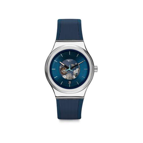 Montre Swatch mixte acier caoutchouc bleu