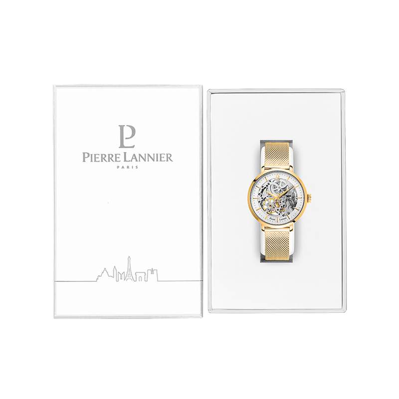 Montre Pierre Lannier Automatic femme automatique acier doré jaune - vue D1