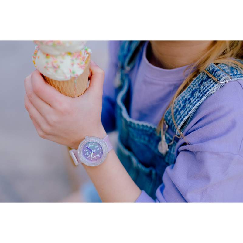 Montre Flik Flak enfant silicone blanc - vue porté 1