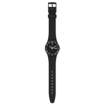 Swatch-horloge voor dames en heren, zwart siliconen