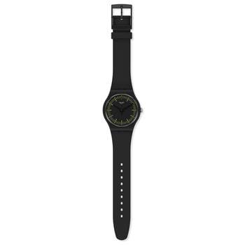 Swatch-horloge voor dames en heren, zwart siliconen