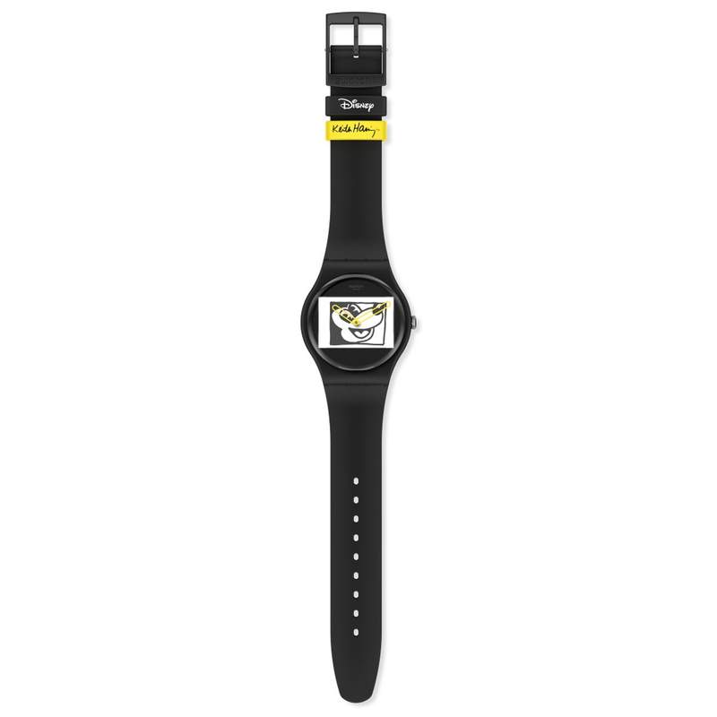 Montre Swatch mixte plastique silicone noir - vue D1