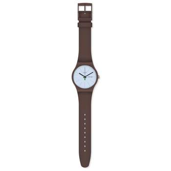 Swatch kinderhorloge van kunststof en bruin siliconen