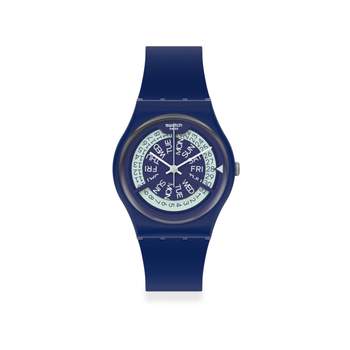 Swatch gemengd kunststof en silicone horloge blauw