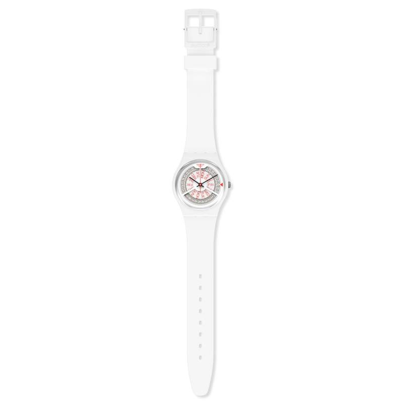 Montre Swatch mixte plastique et silicone blanc - vue D1