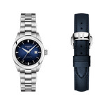 Montre Tissot femme acier cuir bleu - vue 1