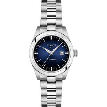 Tissot-dameshorloge van staal met blauw leer