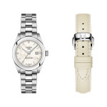 Montre Tissot femme acier cuir blanc - vue 1