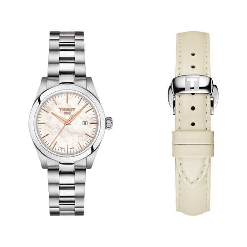 Montre Tissot femme acier cuir blance