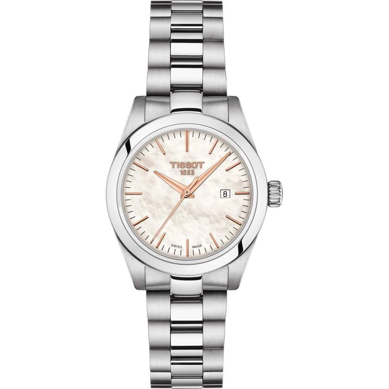 Montre Tissot femme acier cuir blance - vue D1