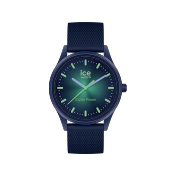 Montre Ice Watch medium mixte solaire plastique silicone bleu