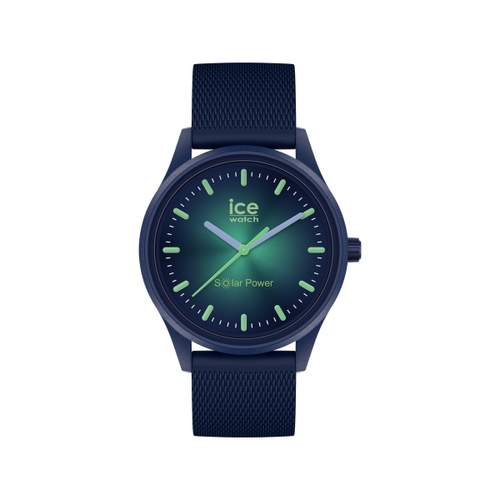 Montre Ice Watch medium mixte solaire plastique silicone bleu