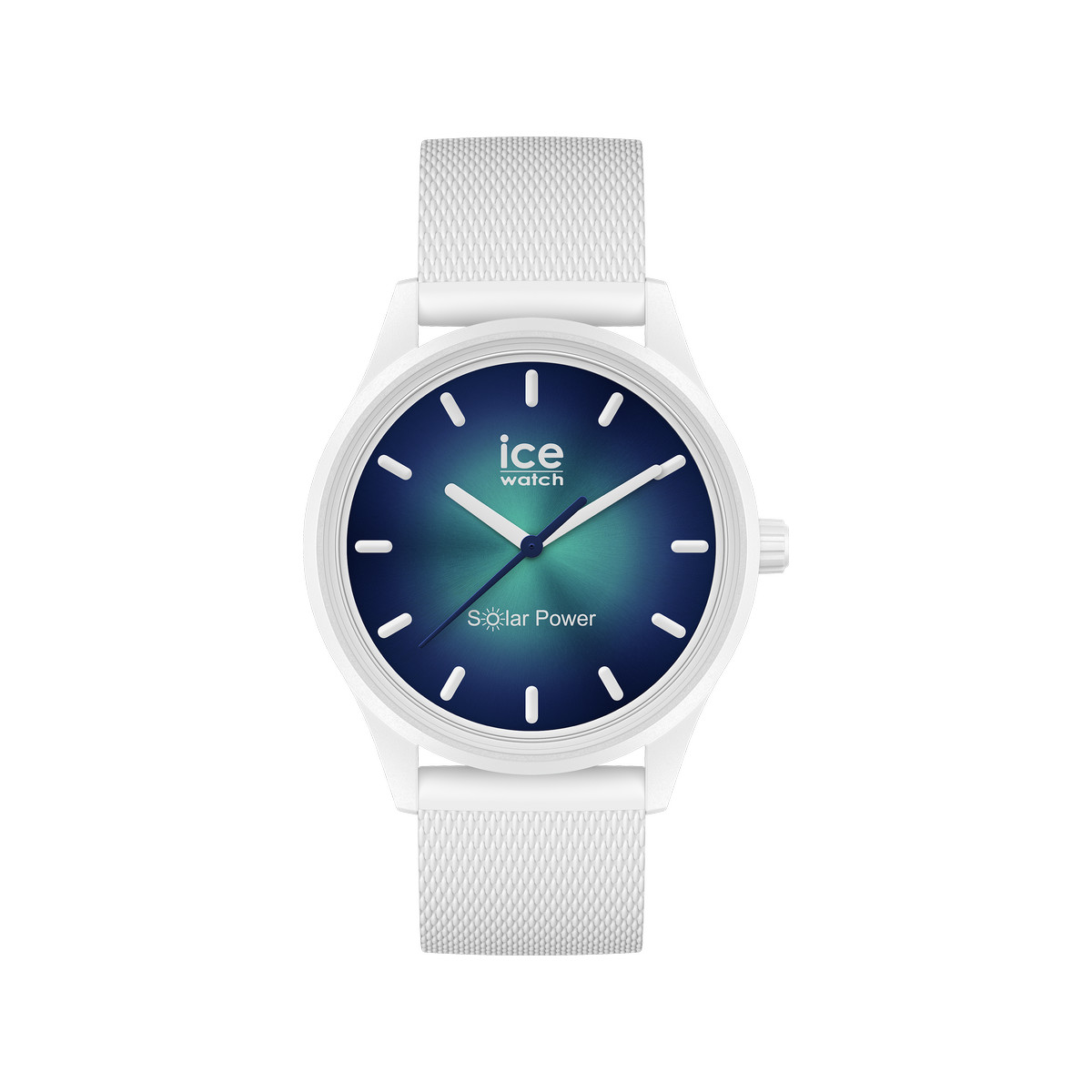 Montre Ice Watch medium mixte solaire plastique silicone blanc