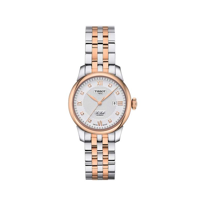 Montre TISSOT T-LADY LE LOCLE femme automatique cadran gris bracelet PVD bicolore - vue 1