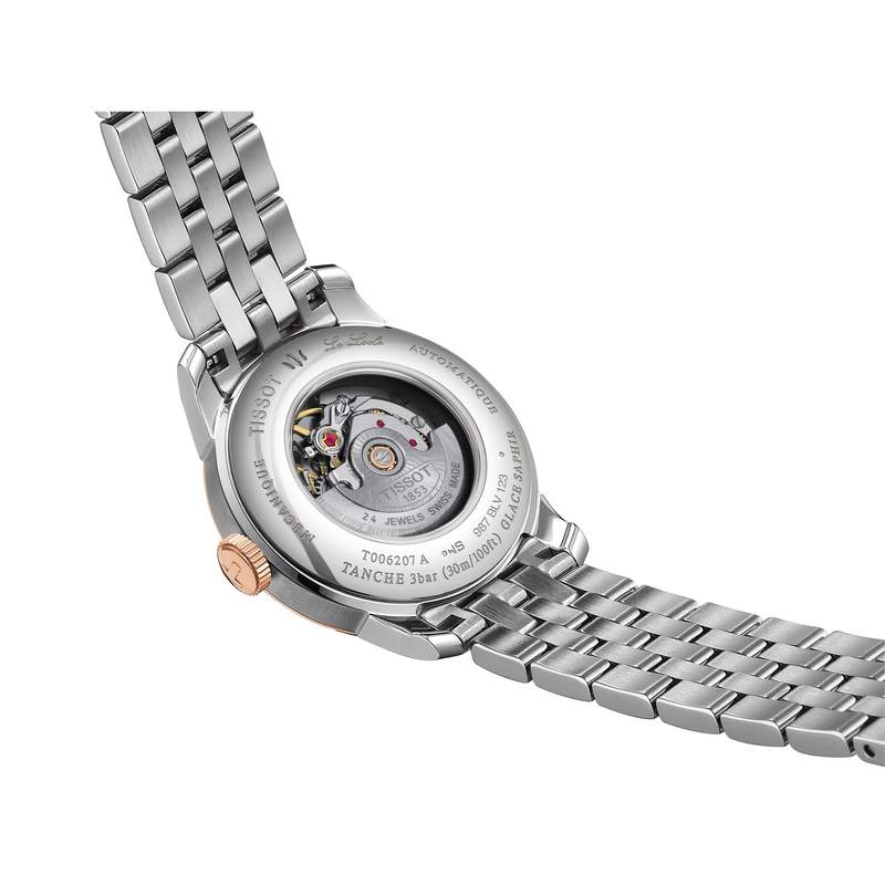 Montre TISSOT T-LADY LE LOCLE femme automatique cadran gris bracelet PVD bicolore - vue D2