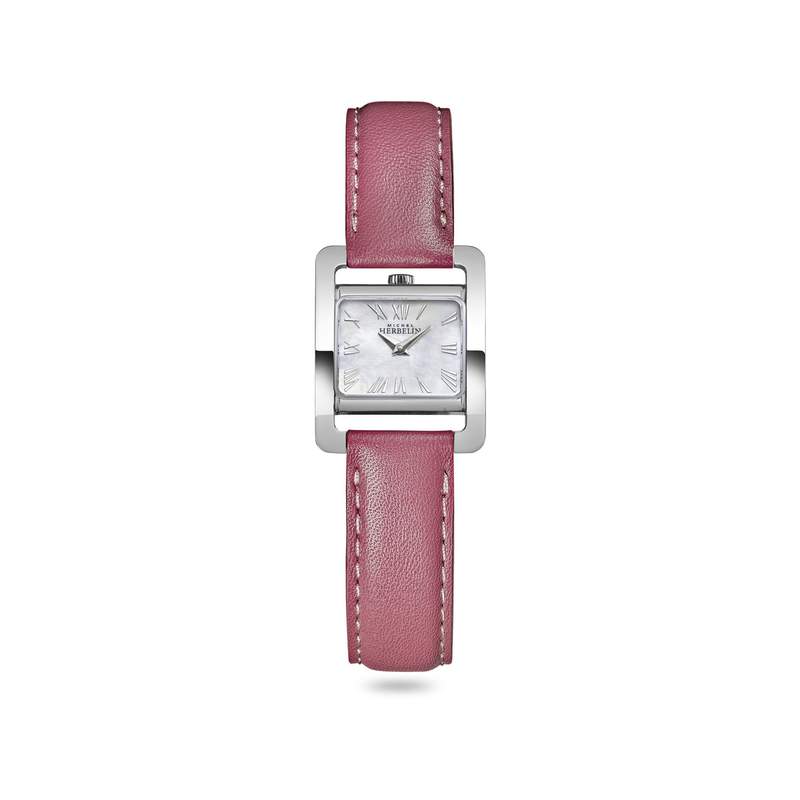 Montre Herbelin 5ème Avenue femme acier bracelet cuir grenat - vue 1