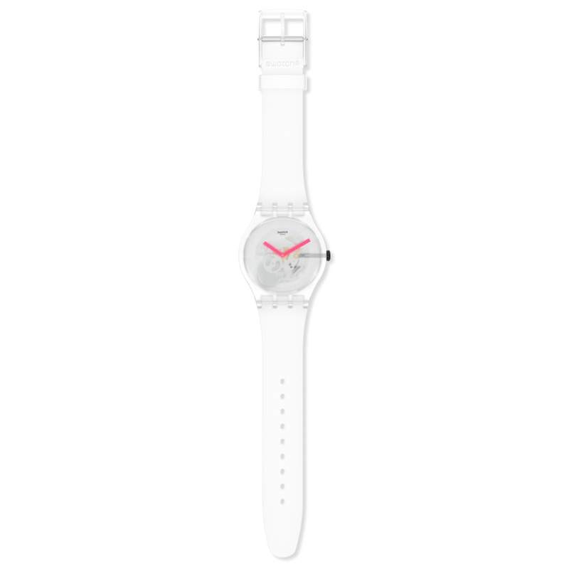 Montre Swatch mixte plastique silicone blanc - vue D1