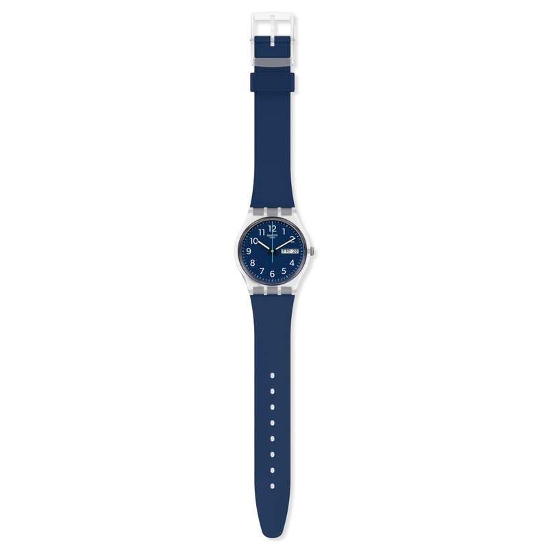 Montre Swatch mixte plastique matériaux biosourcés bleus - vue D1