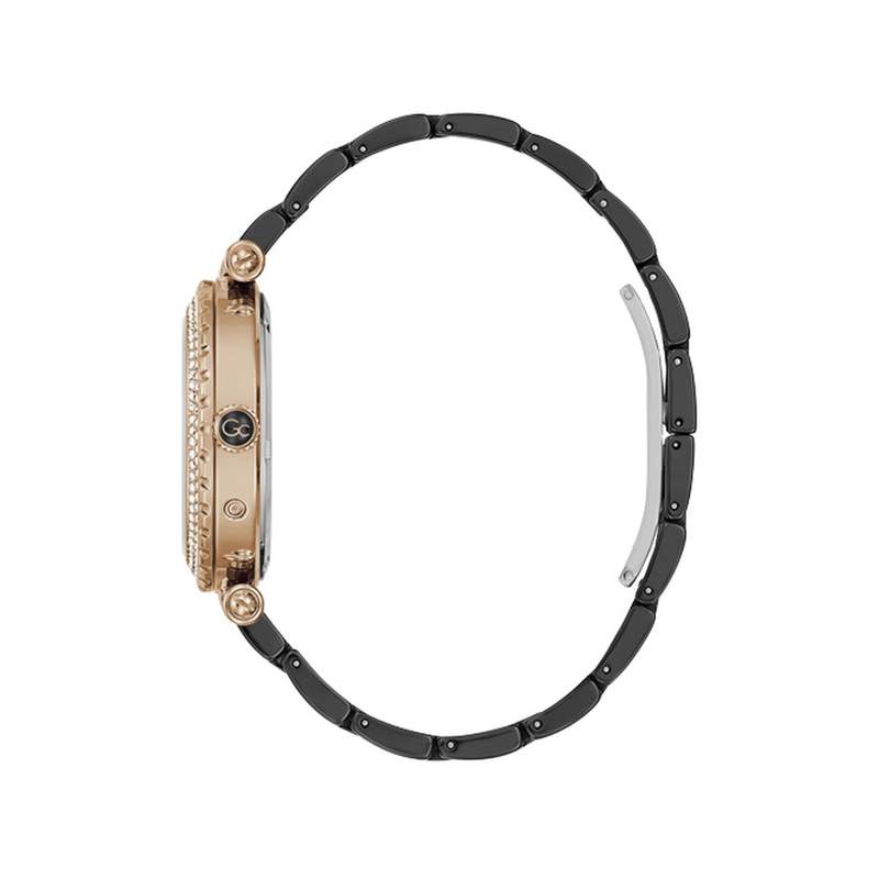 Montre Guess Collection femme acier doré rose céramique noire - vue 2