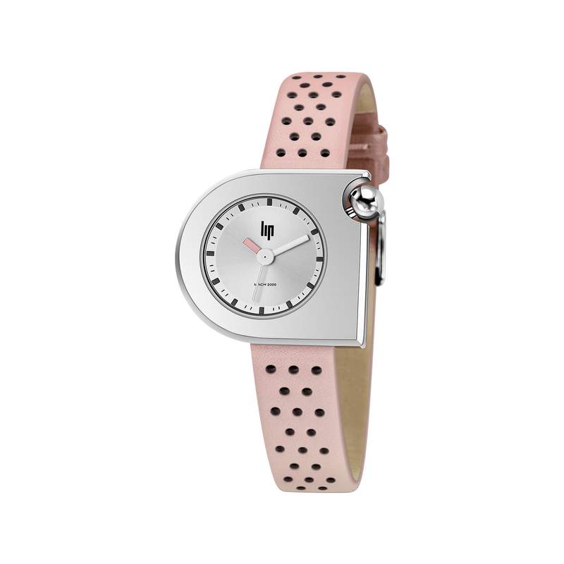 Montre Lip femme acier cuir rose - vue 1