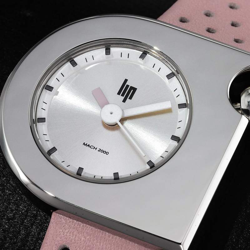 Montre Lip femme acier cuir rose - vue D1