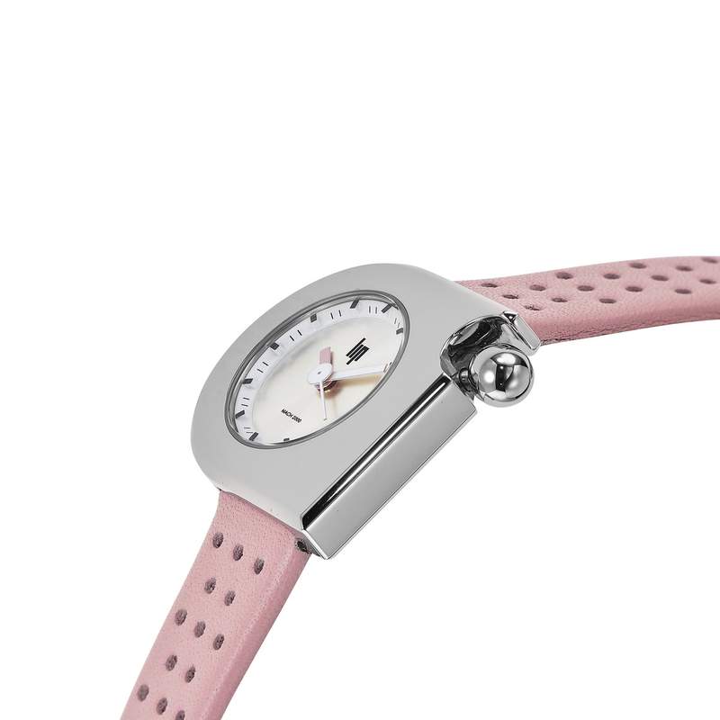 Montre Lip femme acier cuir rose - vue D2