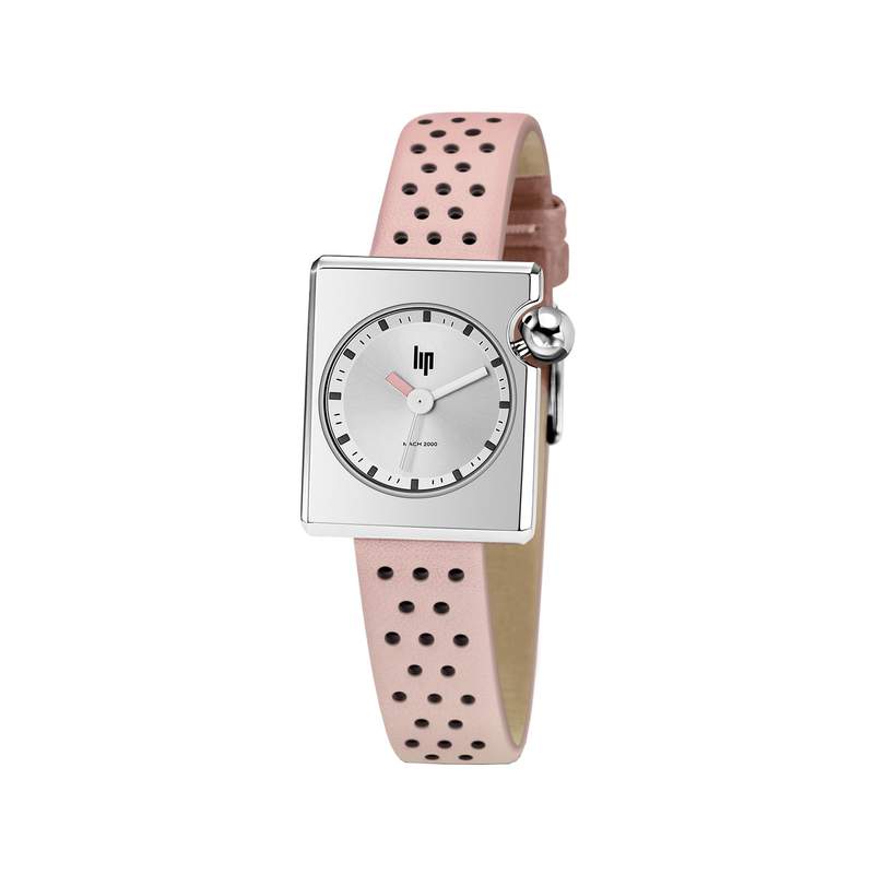Montre Lip femme acier cuir rose - vue 1