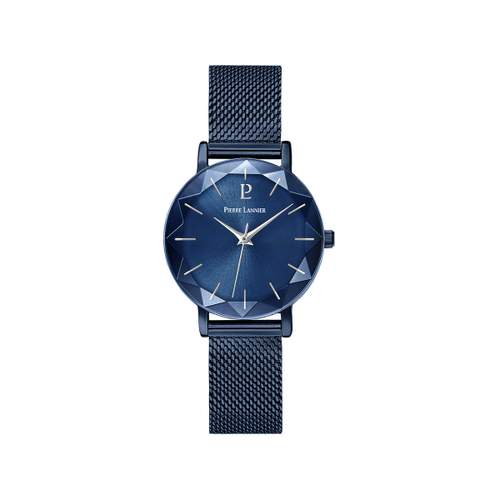 Pierre Lannier blauw stalen Milanees dameshorloge