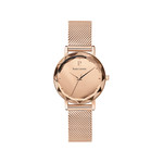 Montre Pierre Lannier femme acier doré rose maille milanaise - vue 1