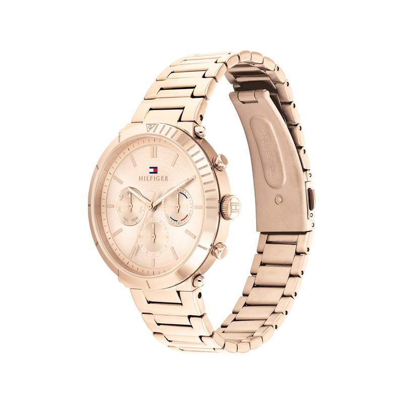 Montre Tommy Hilfiger femme acier doré rose maille milanaise - vue 2