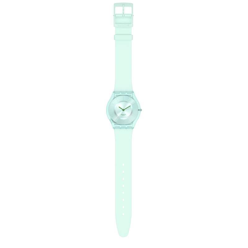 Montre Swatch femme matériau biosourcé et silicone vert - vue D1
