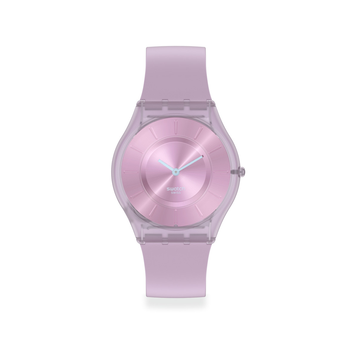 Montre Swatch femme matériau biosourcé et silicone violet
