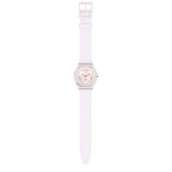 Swatch-dameshorloge van biogebaseerd materiaal en crèmekleurig siliconen