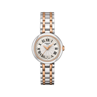 Montre TISSOT T-LADY BELLISSIMA SMALL LADY femme cadran gris bracelet acier bicolore doré rose