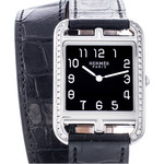 Montre d'occasion Hermès Cape Cod femme acier bracelet cuir noir - vue 1
