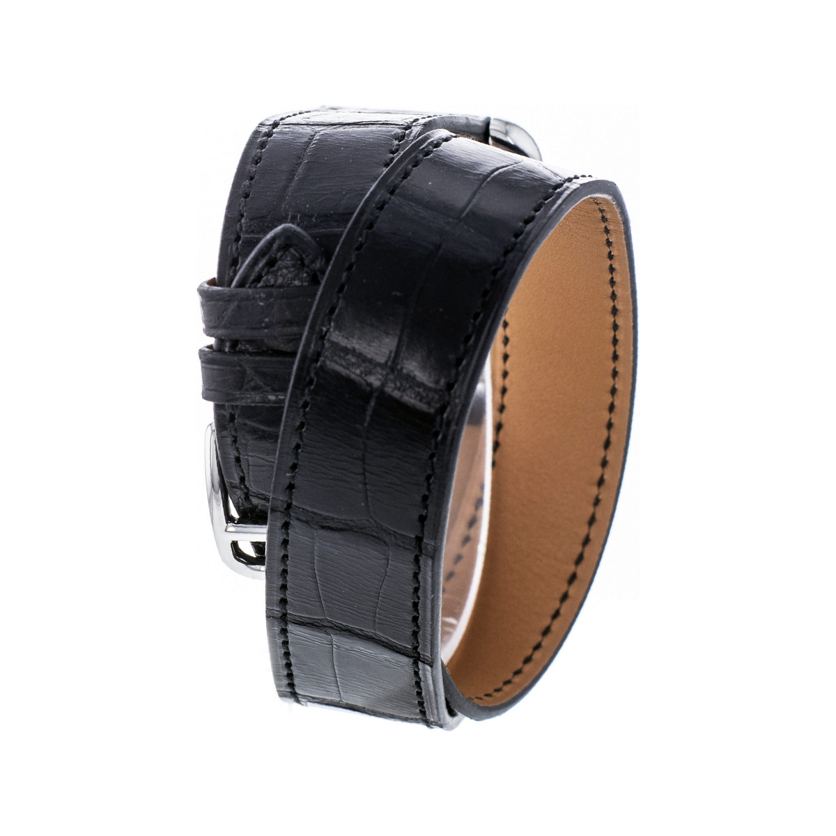 Montre d'occasion Hermès Cape Cod femme acier bracelet cuir noir - vue 3