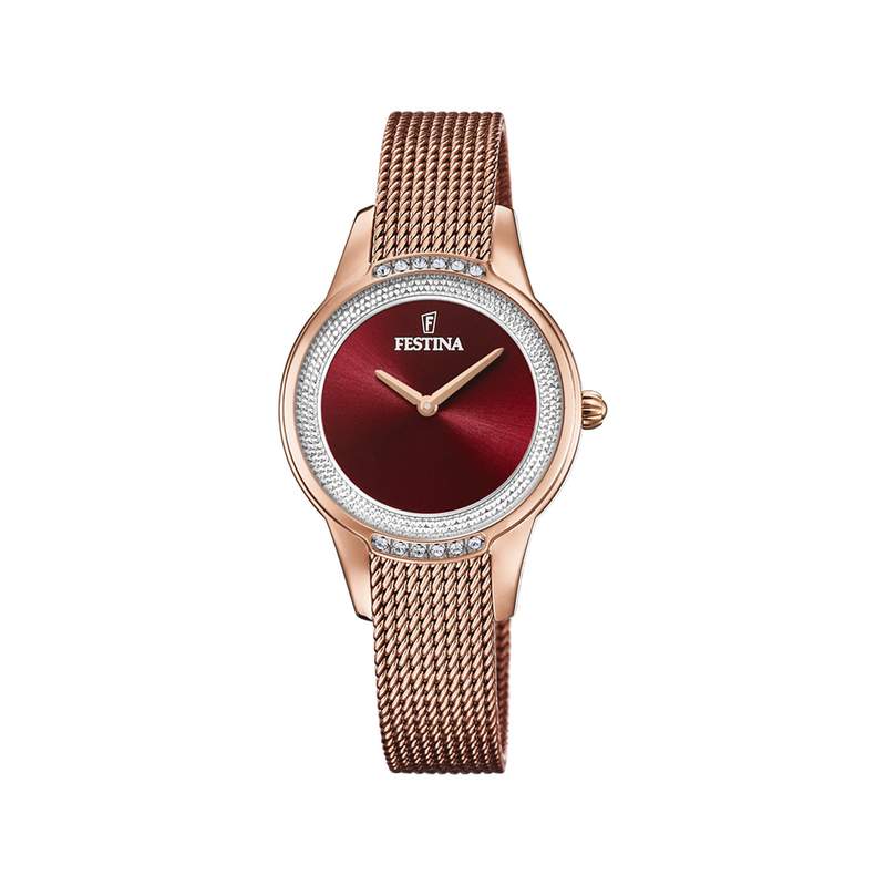 Montre Festina femme bracelet acier doré rose - vue 1