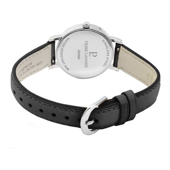Montre Pierre Lannier femme acier bracelet cuir noir