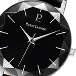 Montre Pierre Lannier femme acier bracelet cuir noir - vue D1
