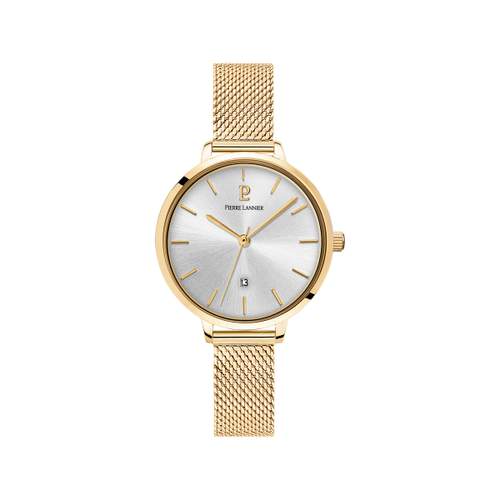 Pierre Lannier women's gold-plated steel Milanese mesh watch